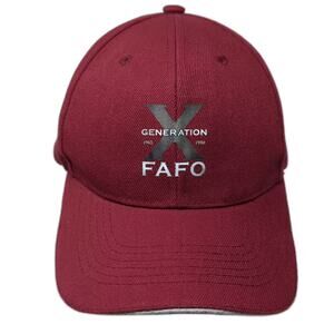 Red Baseball Cap Hat OS X Generation FAFO Embroidered Strapback Adjustable